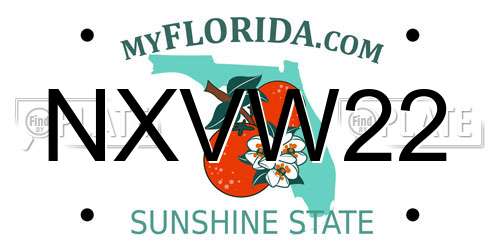 NXVW22 Florida License Plate