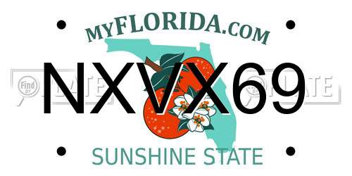 NXVX69 Florida License Plate