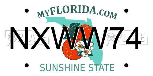 NXWW74 Florida License Plate