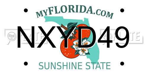 NXYD49 Florida License Plate