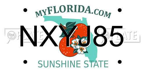 NXYJ85 Florida License Plate