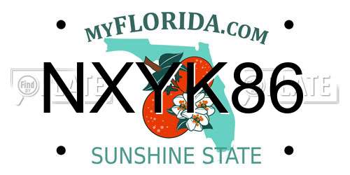 NXYK86 Florida License Plate