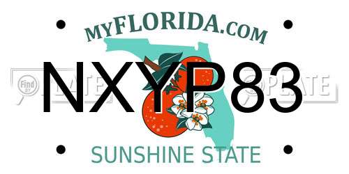 NXYP83 Florida License Plate