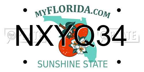 NXYQ34 Florida License Plate