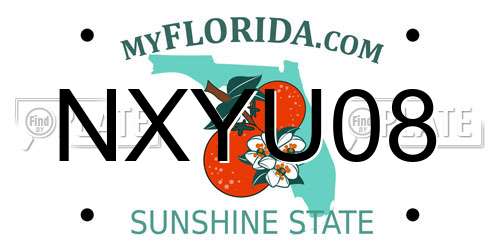 NXYU08 Florida License Plate