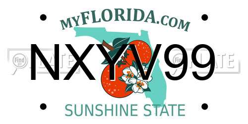 NXYV99 Florida License Plate