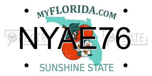 NYAE76 Florida License Plate