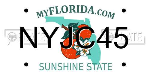 NYJC45 Florida License Plate