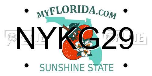 NYKG29 Florida License Plate