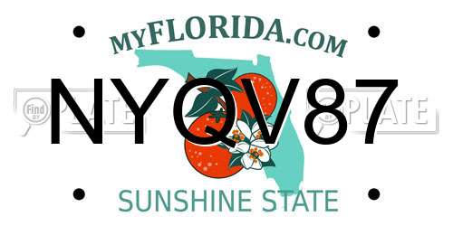 NYQV87 Florida License Plate