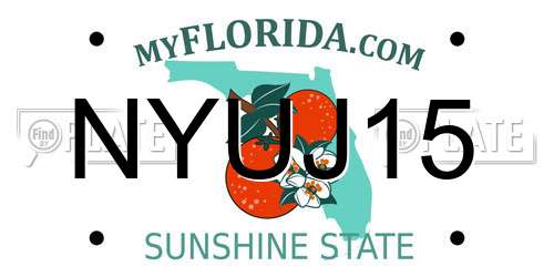 NYUJ15 Florida License Plate