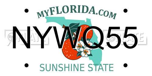 NYWQ55 Florida License Plate