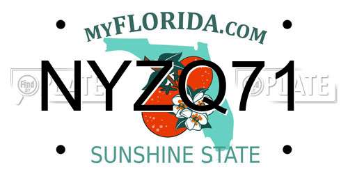 NYZQ71 Florida License Plate