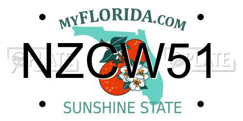 NZCW51 Florida License Plate