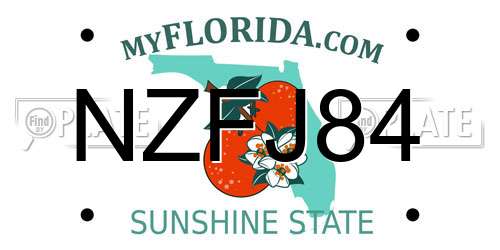 NZFJ84 Florida License Plate