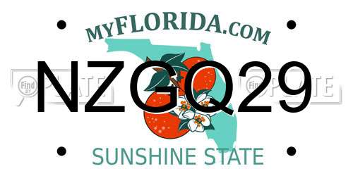 NZGQ29 Florida License Plate