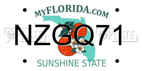 NZGQ71 Florida License Plate