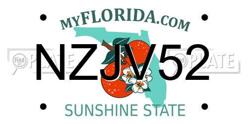 NZJV52 Florida License Plate