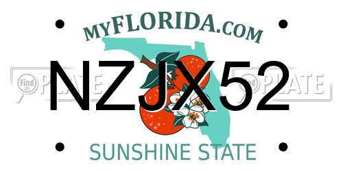 NZJX52 Florida License Plate