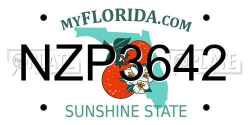 NZP3642 Florida License Plate