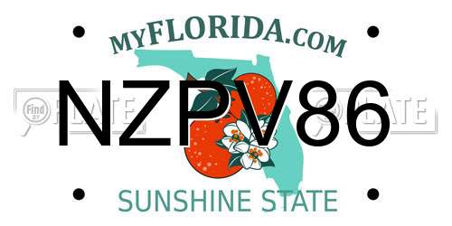 NZPV86 Florida License Plate