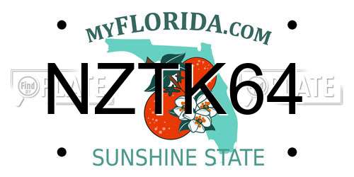 NZTK64 Florida License Plate