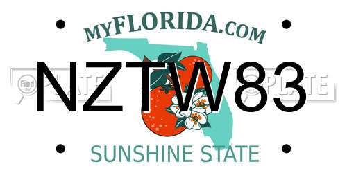 NZTW83 Florida License Plate