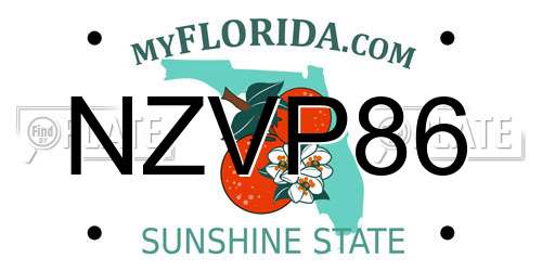 NZVP86 Florida License Plate