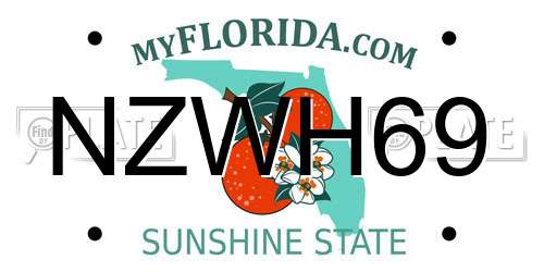 NZWH69 Florida License Plate