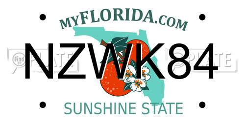 NZWK84 Florida License Plate