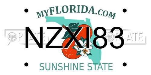 NZXI83 Florida License Plate