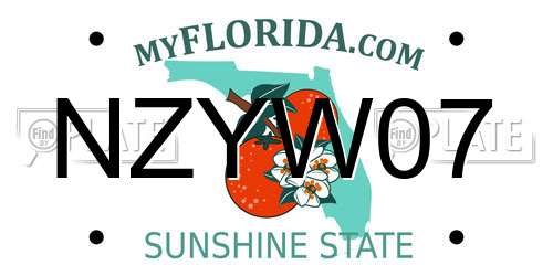 NZYW07 Florida License Plate