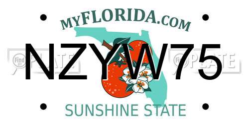 NZYW75 Florida License Plate