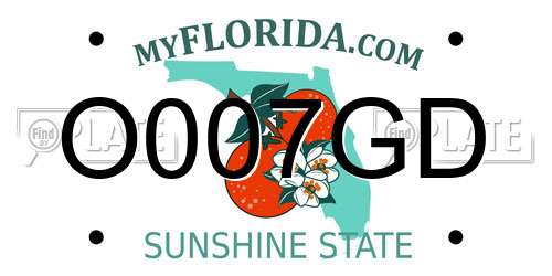 O007GD Florida License Plate