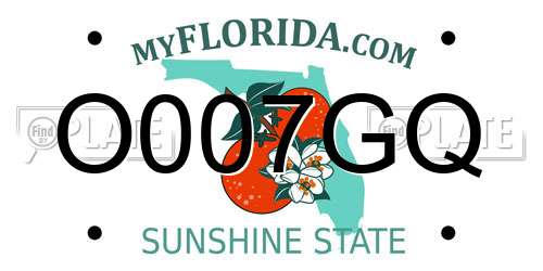 O007GQ Florida License Plate