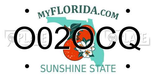 O02OCQ Florida License Plate