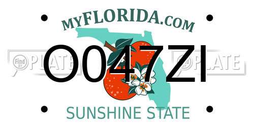 O047ZI Florida License Plate