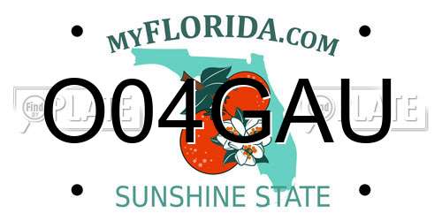 O04GAU Florida License Plate