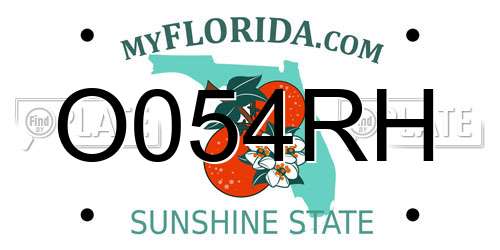 O054RH Florida License Plate