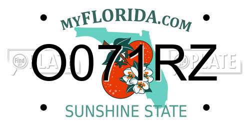 O071RZ Florida License Plate