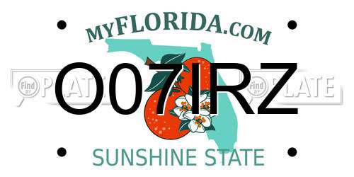 O07IRZ Florida License Plate