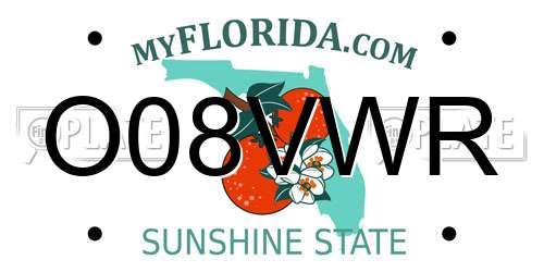 O08VWR Florida License Plate