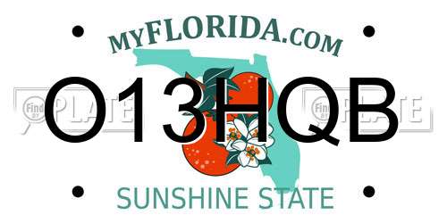 O13HQB Florida License Plate