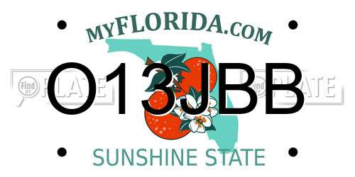 O13JBB Florida License Plate