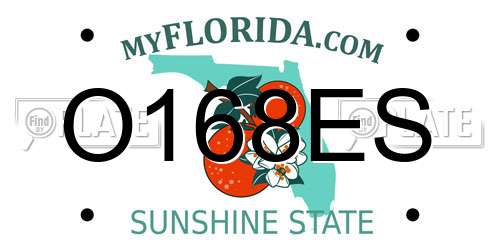 O168ES Florida License Plate