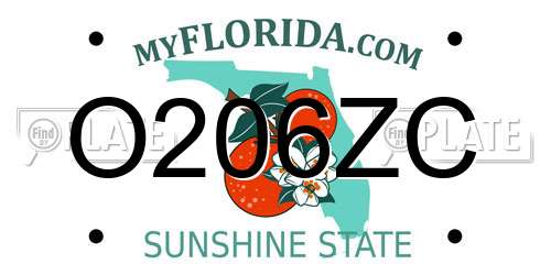 O206ZC Florida License Plate