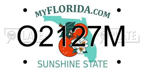 O2127M Florida License Plate