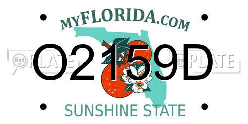 O2159D Florida License Plate