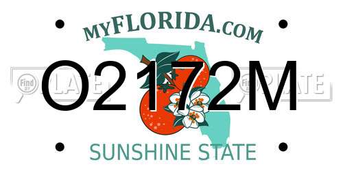 O2172M Florida License Plate