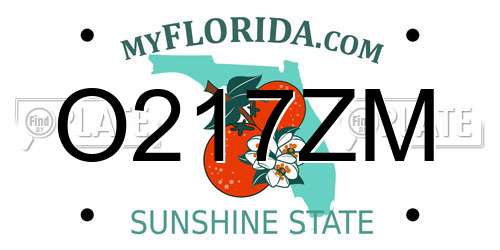 O217ZM Florida License Plate